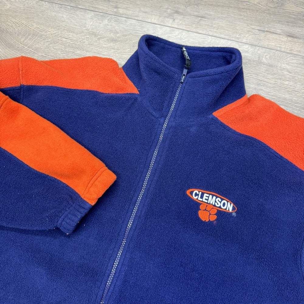 Clemson Tigers Starter Fleece Full Zip Jacket Sz L College Academia Preppy